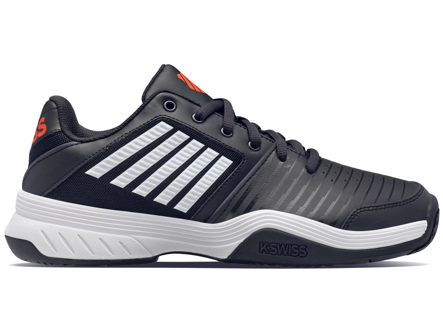K-Swiss Men's Court Express Tennis Shoes in Jet Black/White/Spicy Orange
