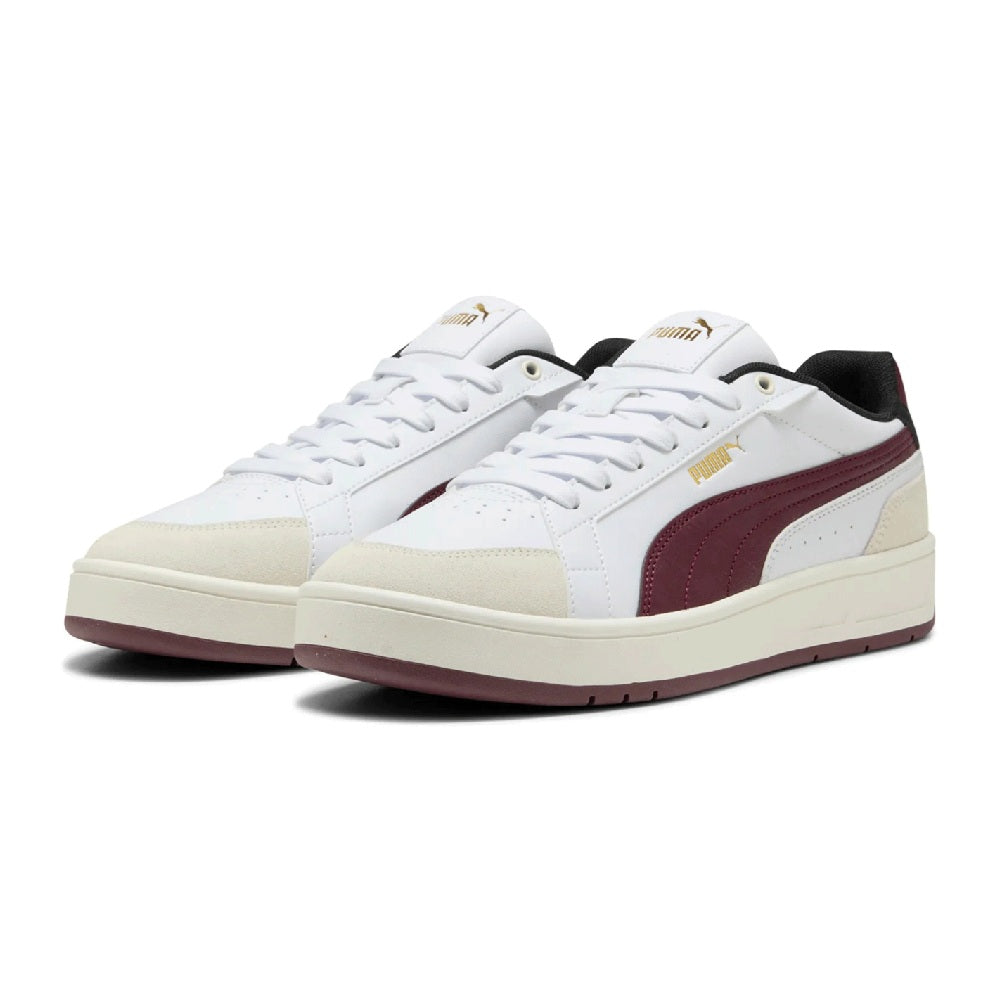 Men's Puma Court Classico Sport Puma White-Ruby Shimmer-Gold (400731 07)