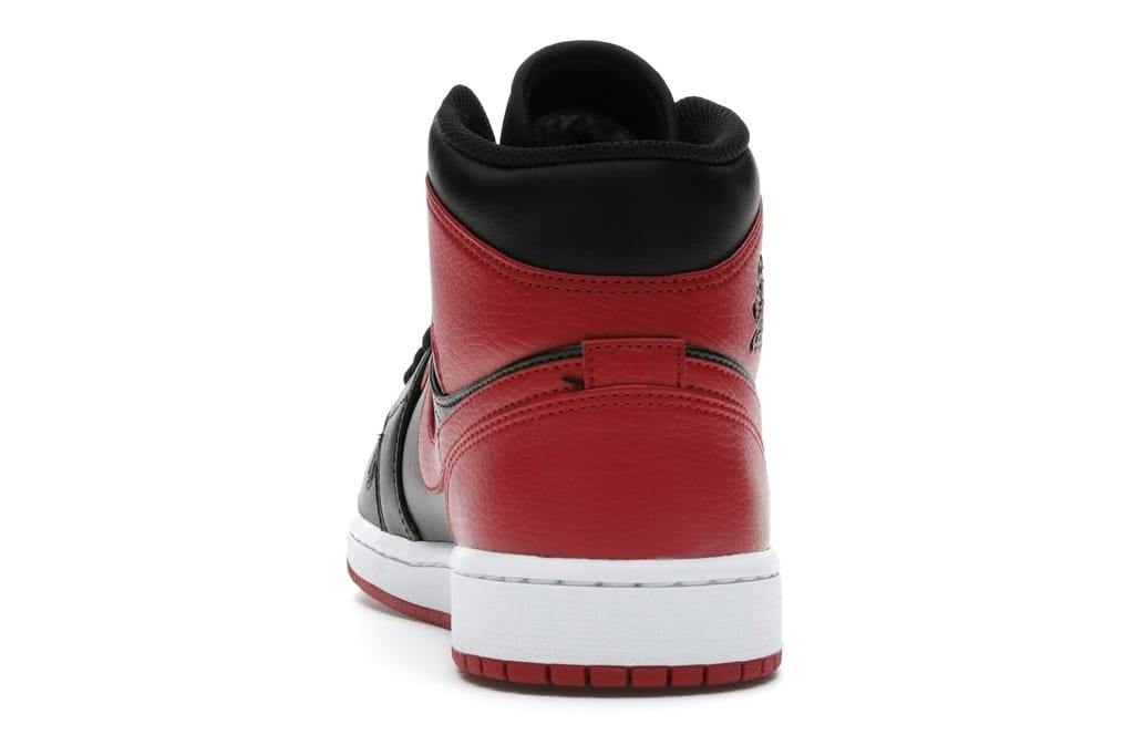 Air Jordan 1 Mid Banned 2020 Black Red Leather Sneakers 554724-074