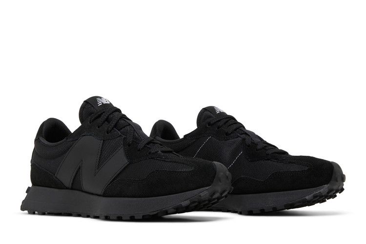 New Balance 327 Black White Tongue Logo