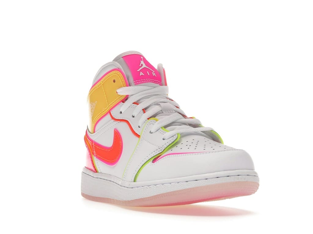 Air Jordan 1 Mid Edge Glow (GS) White/Hyper Crimson/Pink Blast CV4611-100