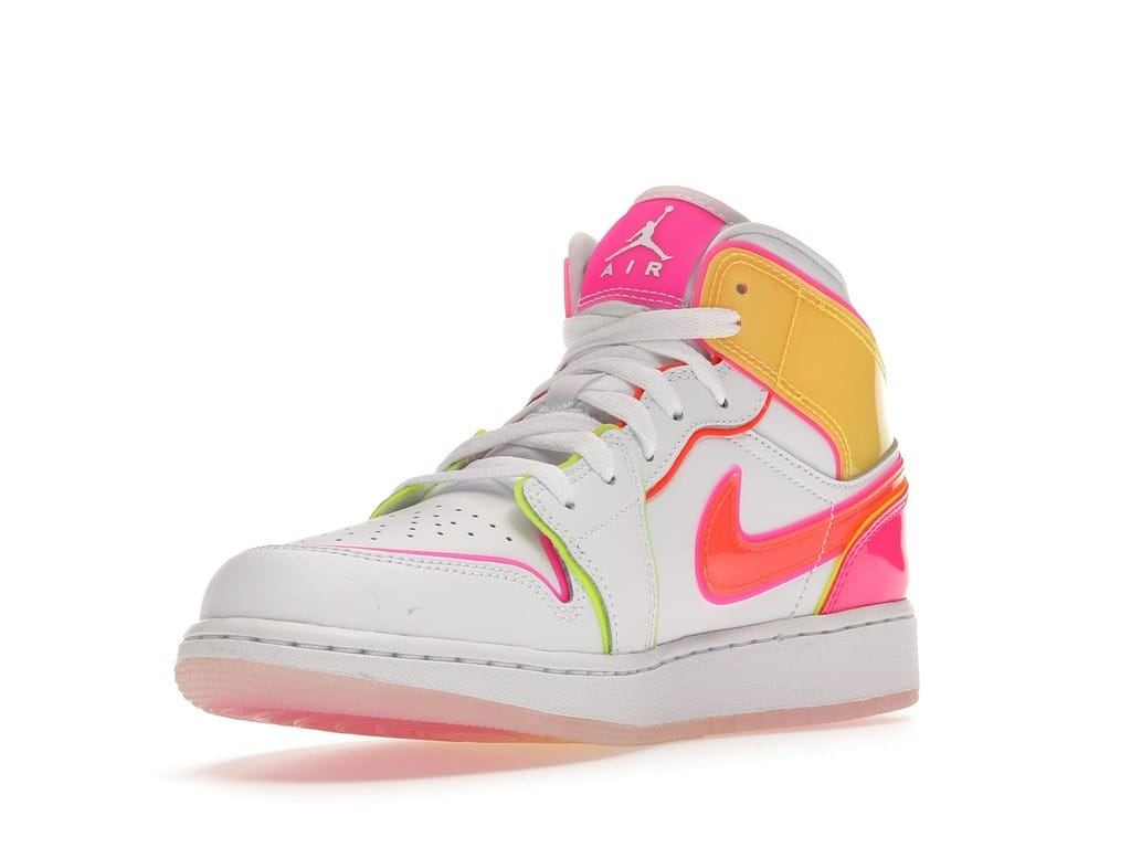 Air Jordan 1 Mid Edge Glow (GS) White/Hyper Crimson/Pink Blast CV4611-100