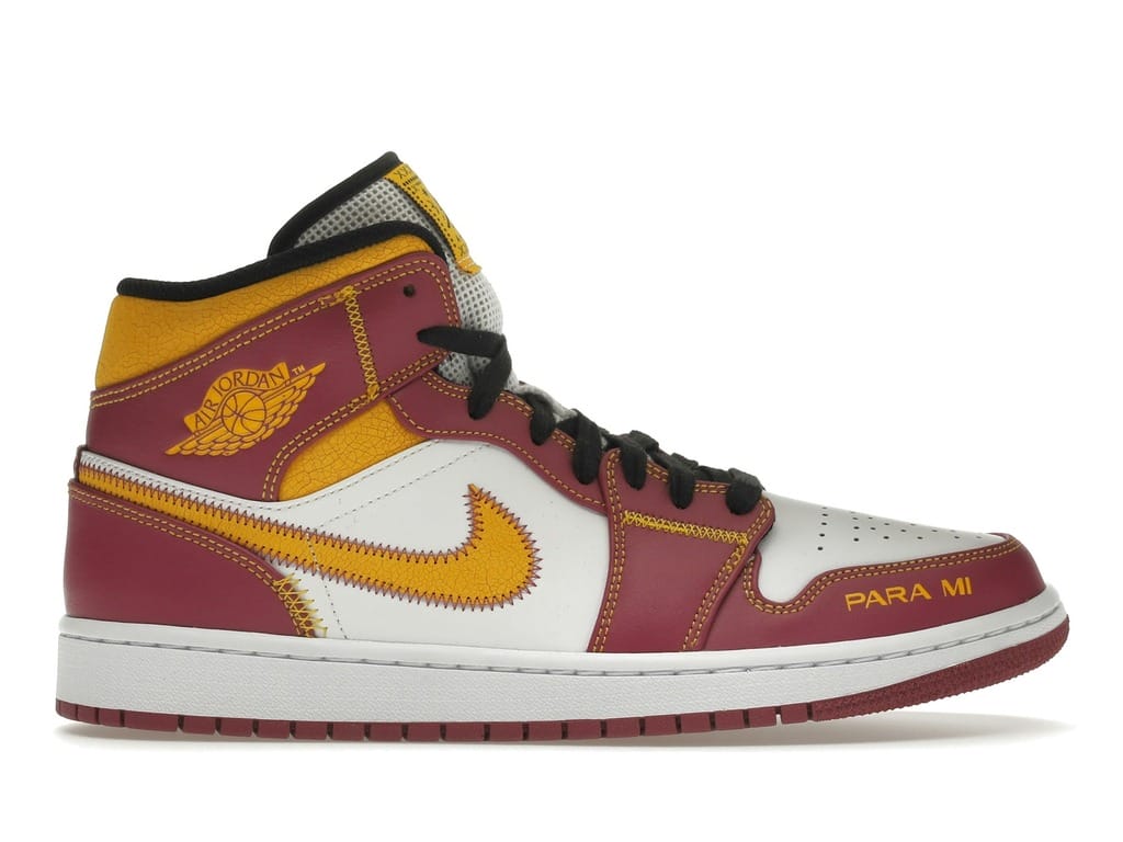 Air Jordan 1 Mid Dia de los Muertos DC0350-100 White/Fuchsia-Orange-Black Sneakers