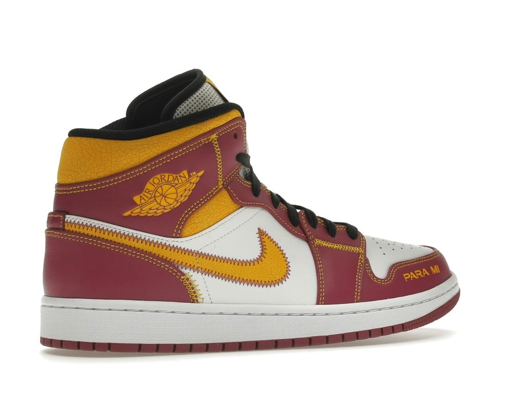 Air Jordan 1 Mid Dia de los Muertos DC0350-100 White/Fuchsia-Orange-Black Sneakers