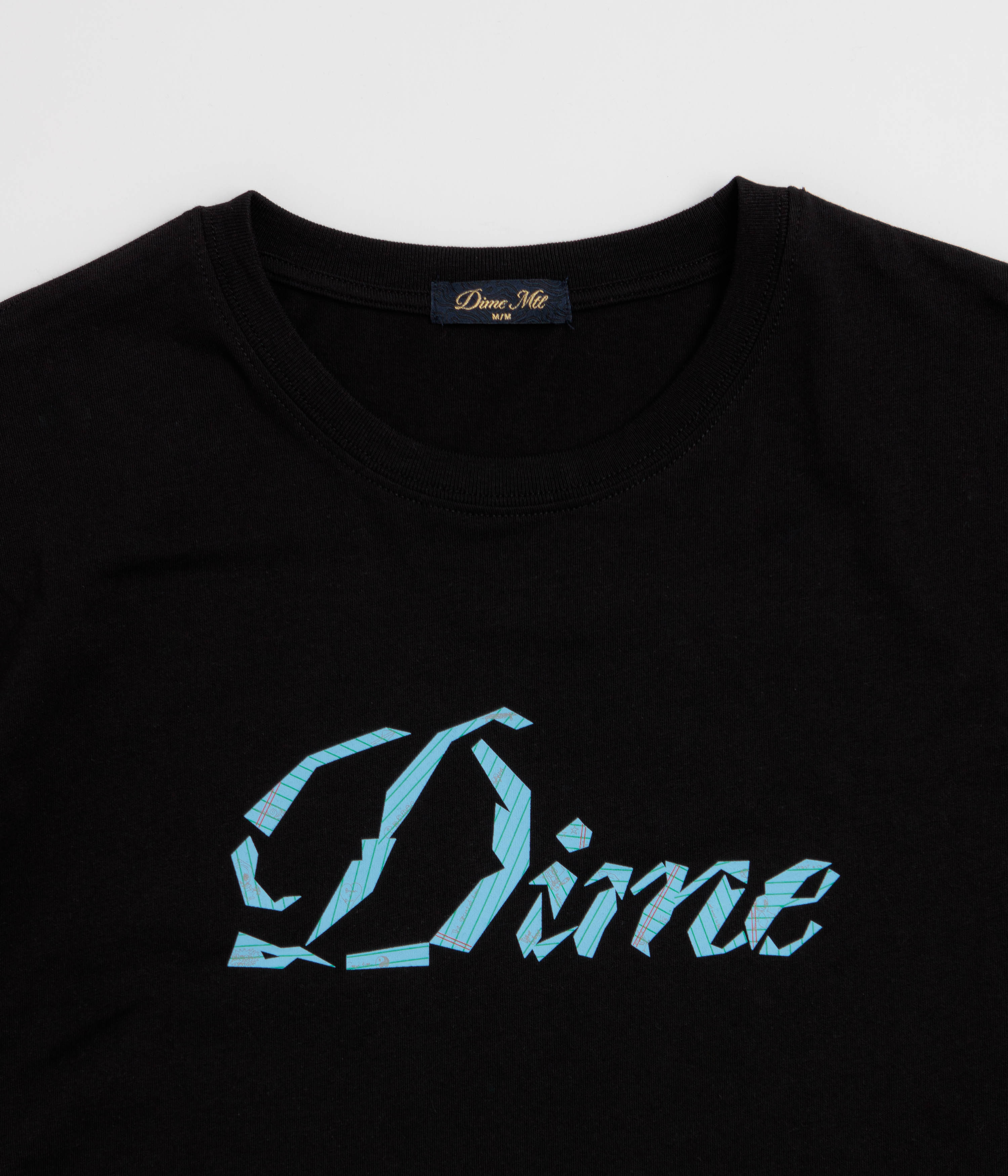 Dime Cursive Paper Cut T-Shirt - Black