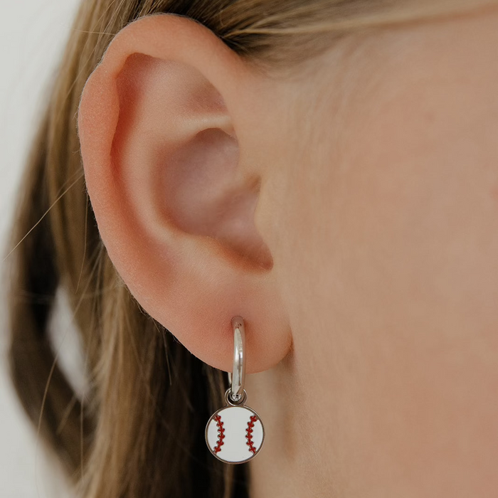Home Run Enamel Hoop Charm