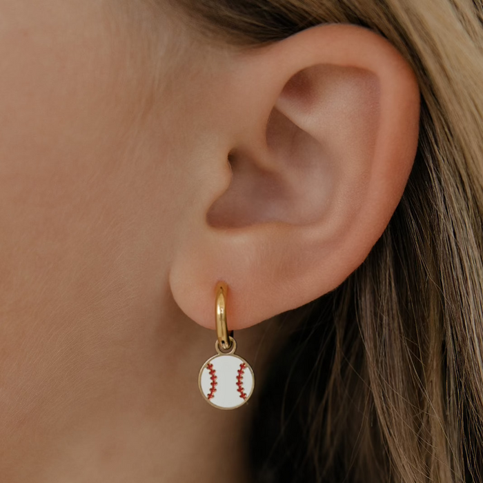 Home Run Enamel Hoop Charm