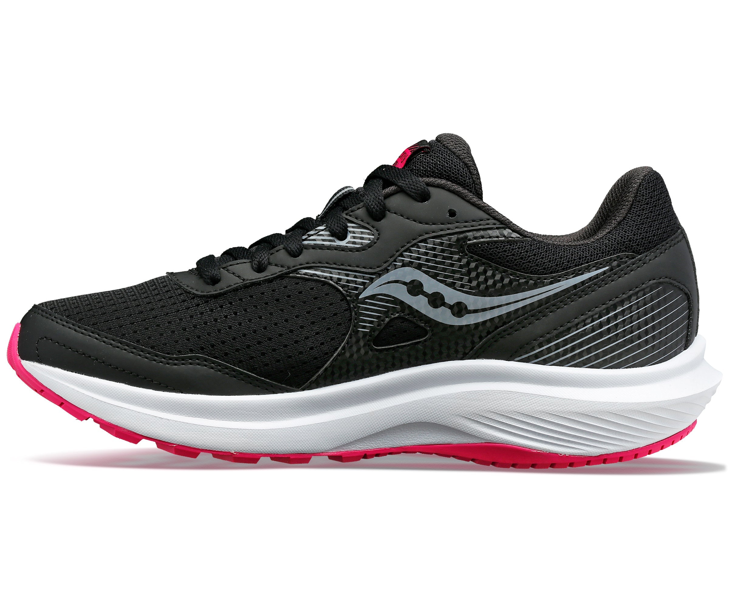 Saucony Women's Cohesion 16 Running Shoes in Black/Fuchsia (Wide)
