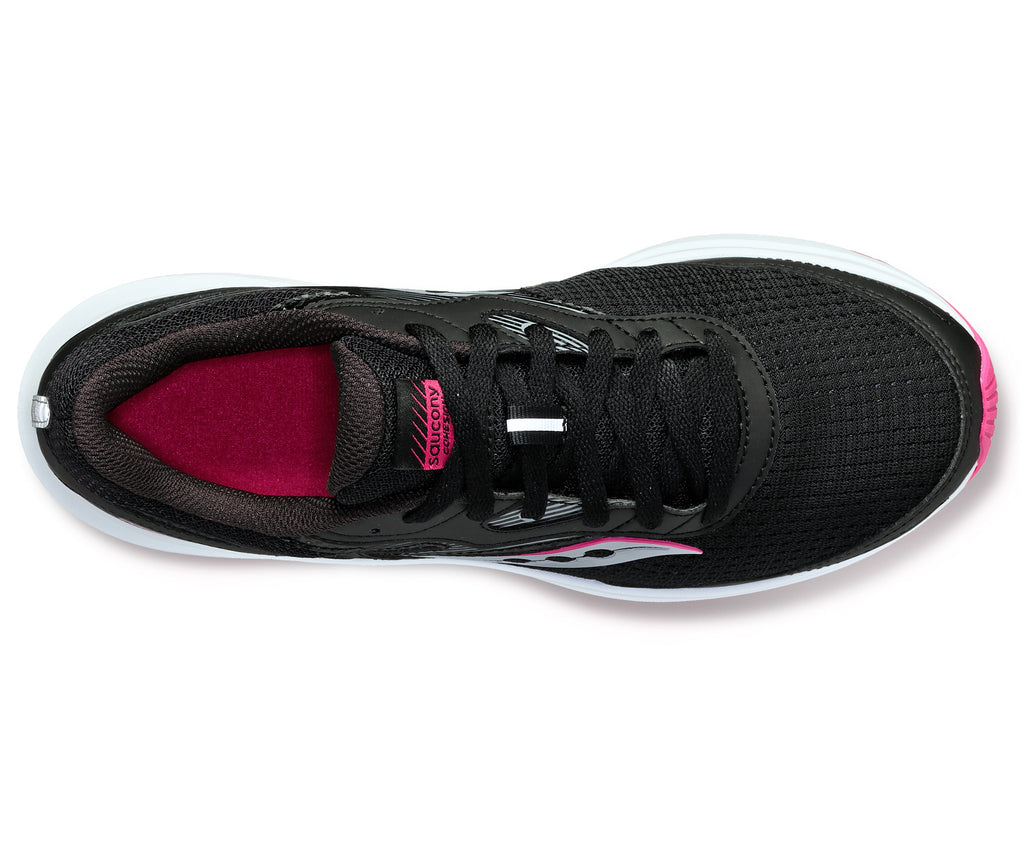 Saucony Women's Cohesion 16 Running Shoes in Black/Fuchsia (Wide)