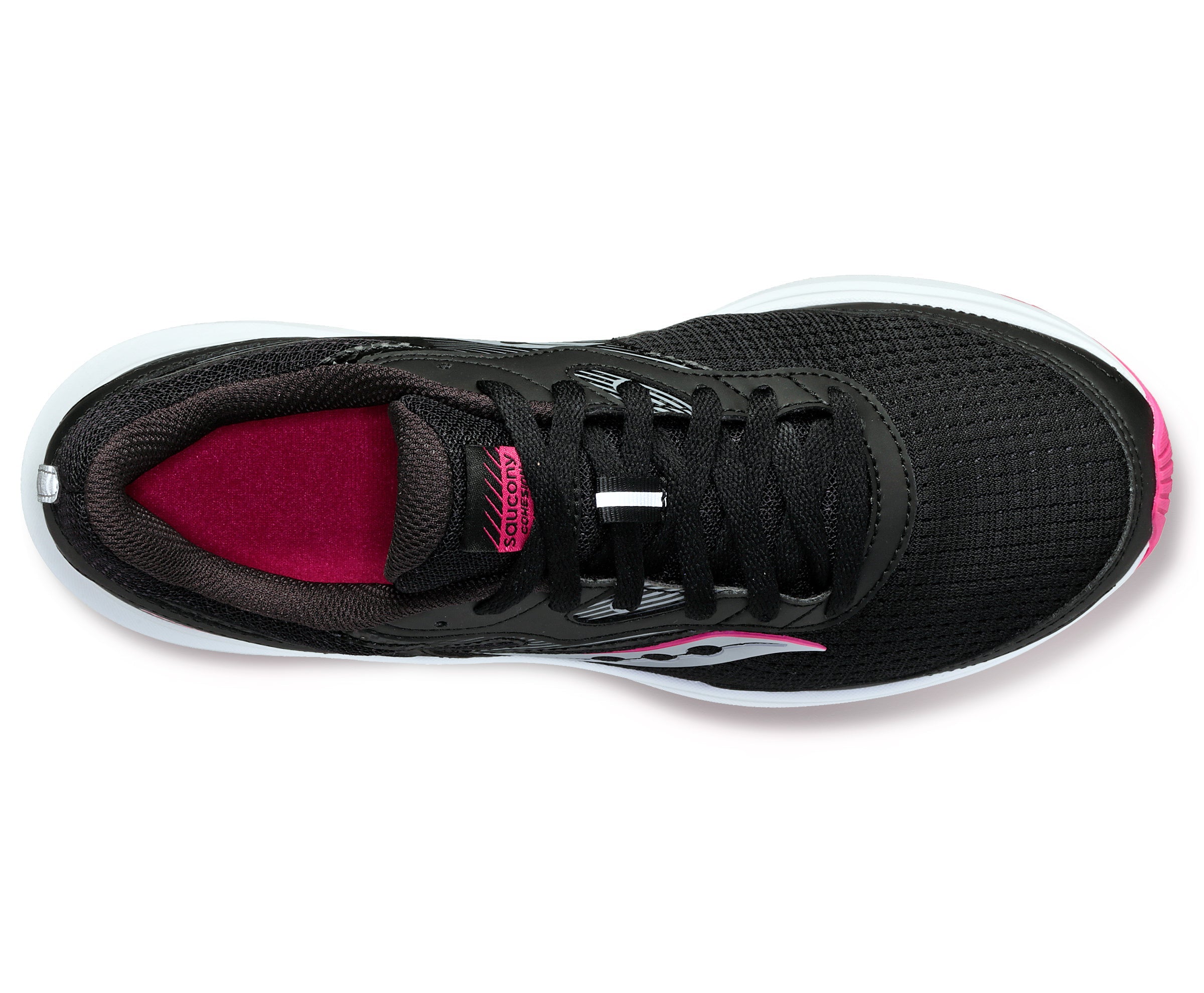 Saucony Women's Cohesion 16 Running Shoes in Black/Fuchsia (Wide)