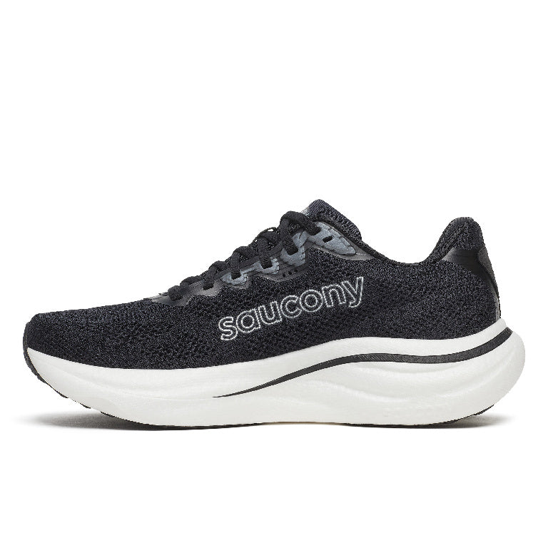 Saucony Men's Ride 19 Running Shoes in Black/Silver (Wide)