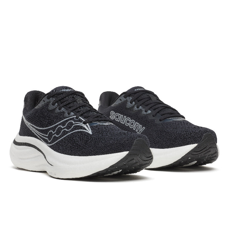 Saucony Men's Ride 19 Running Shoes in Black/Silver (Wide)