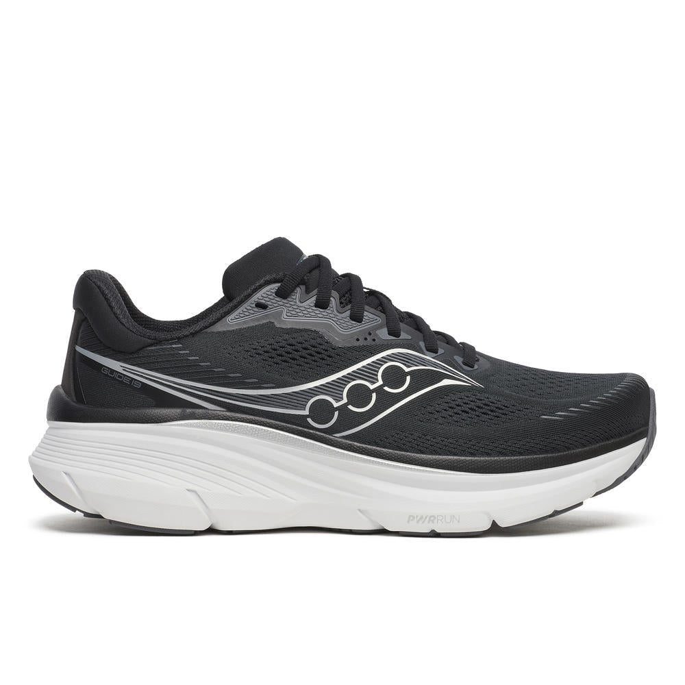 Saucony Women's Guide 19 Running Shoes in Black/Silver (Wide)