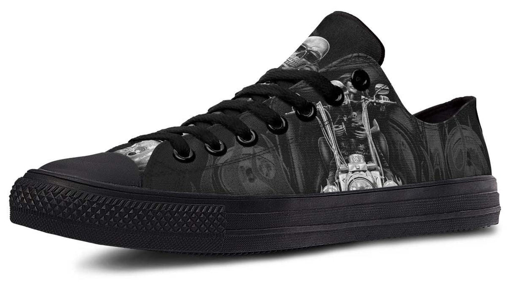 Motorbike Skull Black Lowtop Sneaker