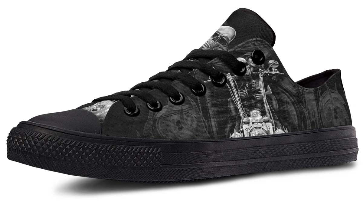 Motorbike Skull Black Lowtop Sneaker