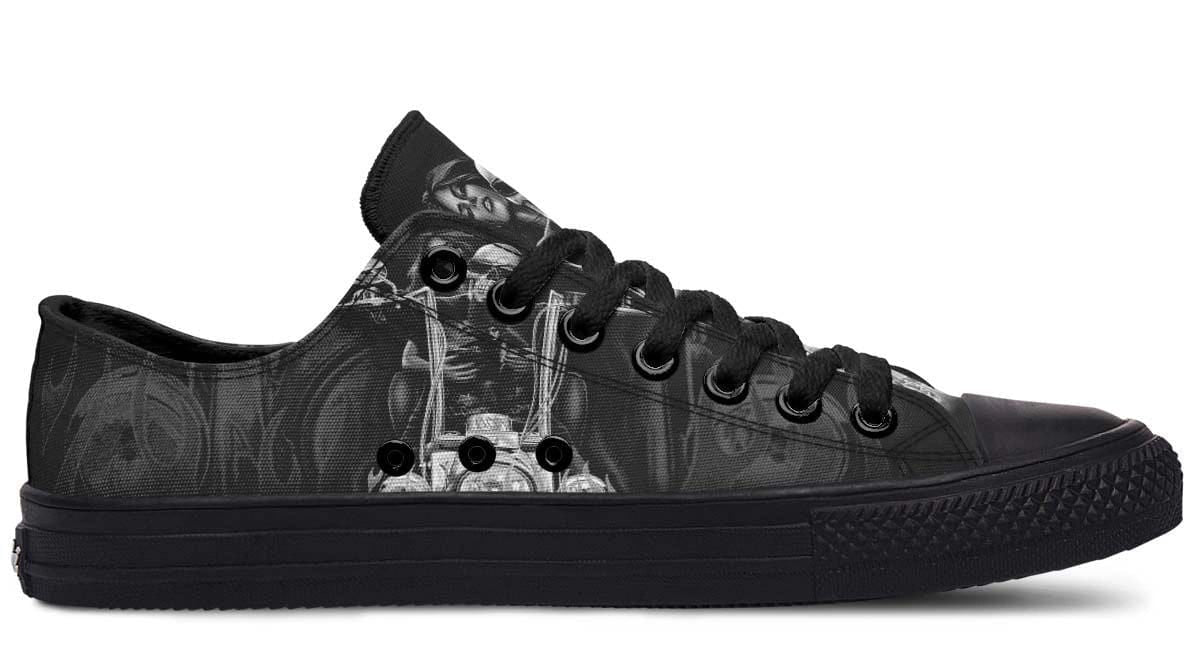 Motorbike Skull Black Lowtop Sneaker