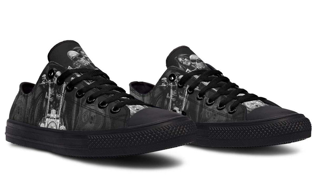 Motorbike Skull Black Lowtop Sneaker