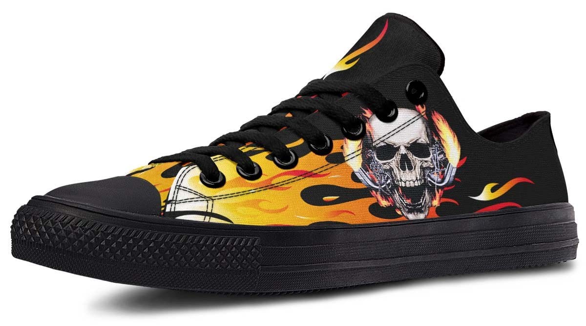 Fire Skull Black Lowtop Sneaker