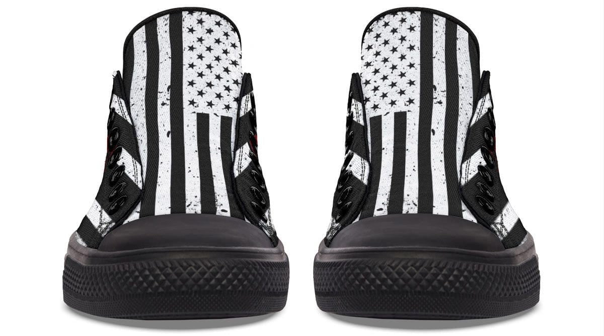 Black and White American Flag with Dumbbell Lowtop Sneaker