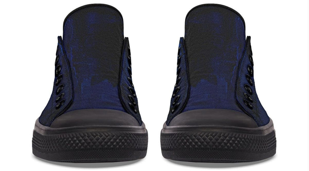 “No Pain No Gain” Blue Pattern Black Lowtop Sneaker