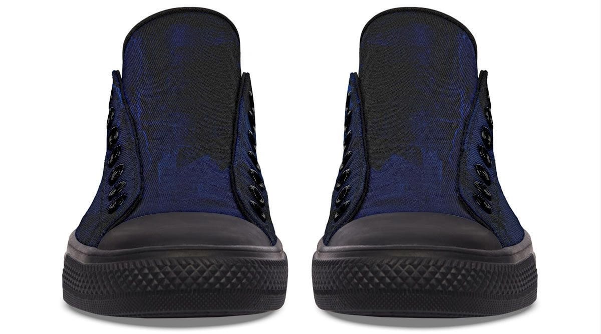 “No Pain No Gain” Blue Pattern Black Lowtop Sneaker