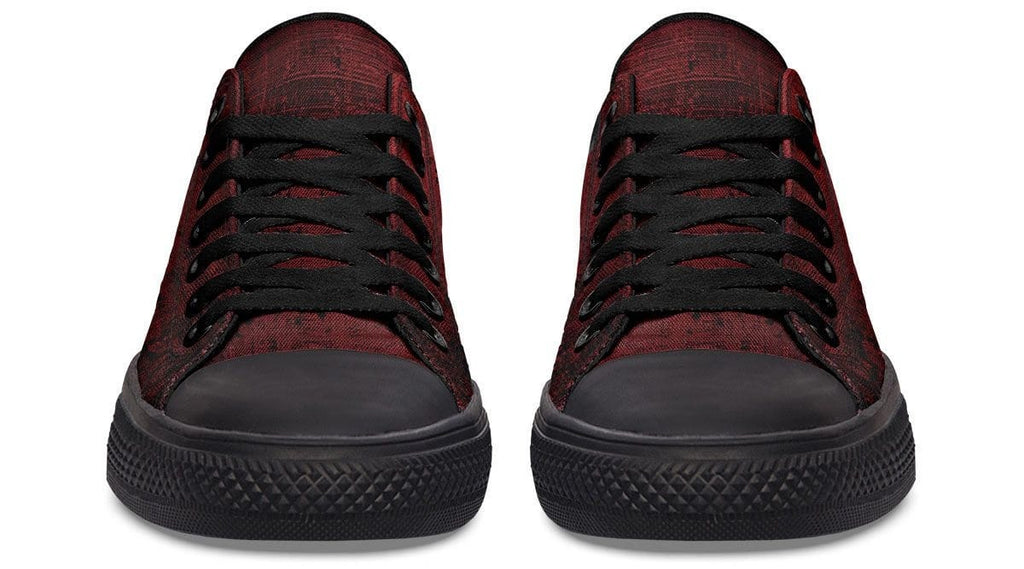 “No Pain No Gain” Red Pattern Black Lowtop Sneaker