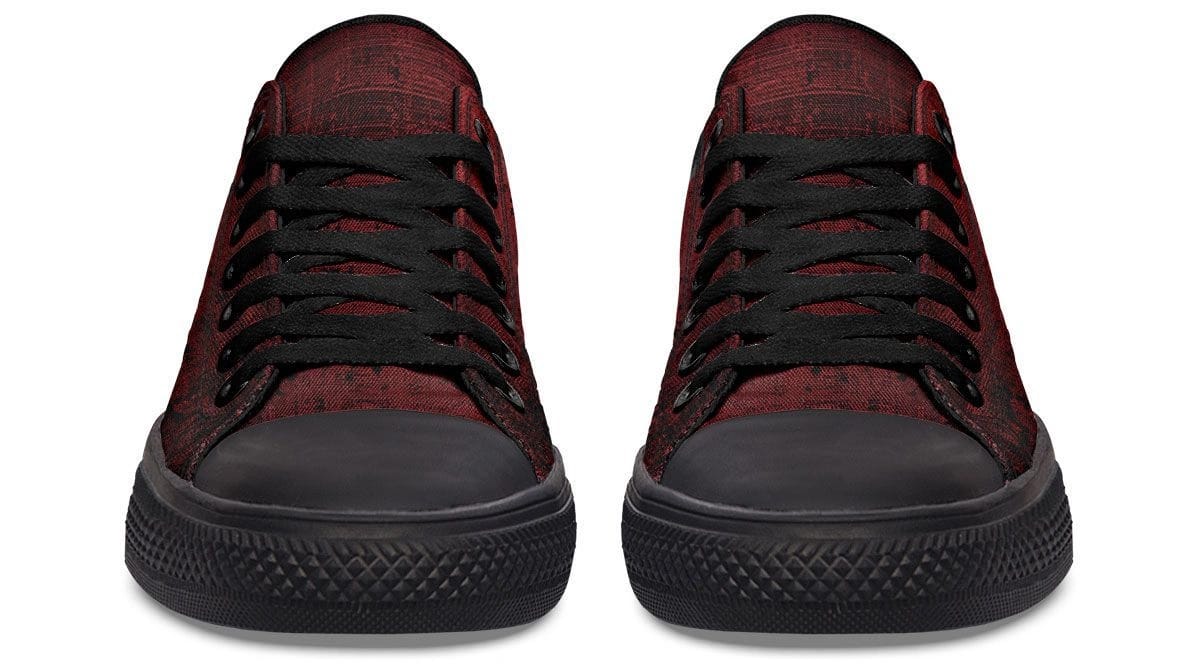 “No Pain No Gain” Red Pattern Black Lowtop Sneaker