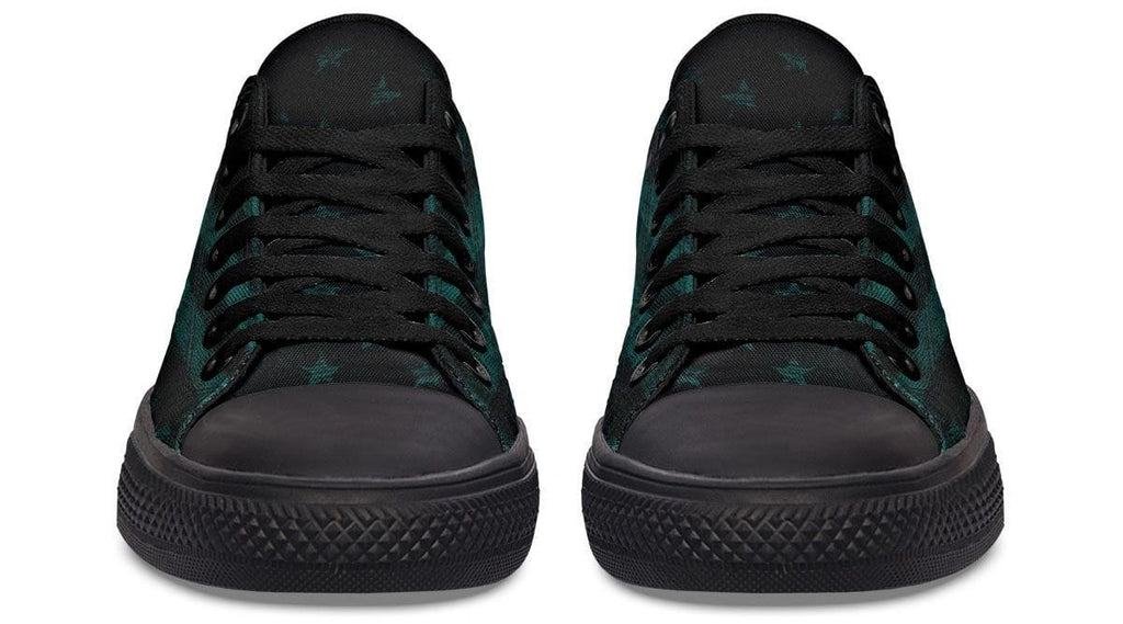 “No Pain No Gain” American Flag Green Pattern Black Lowtop Sneaker