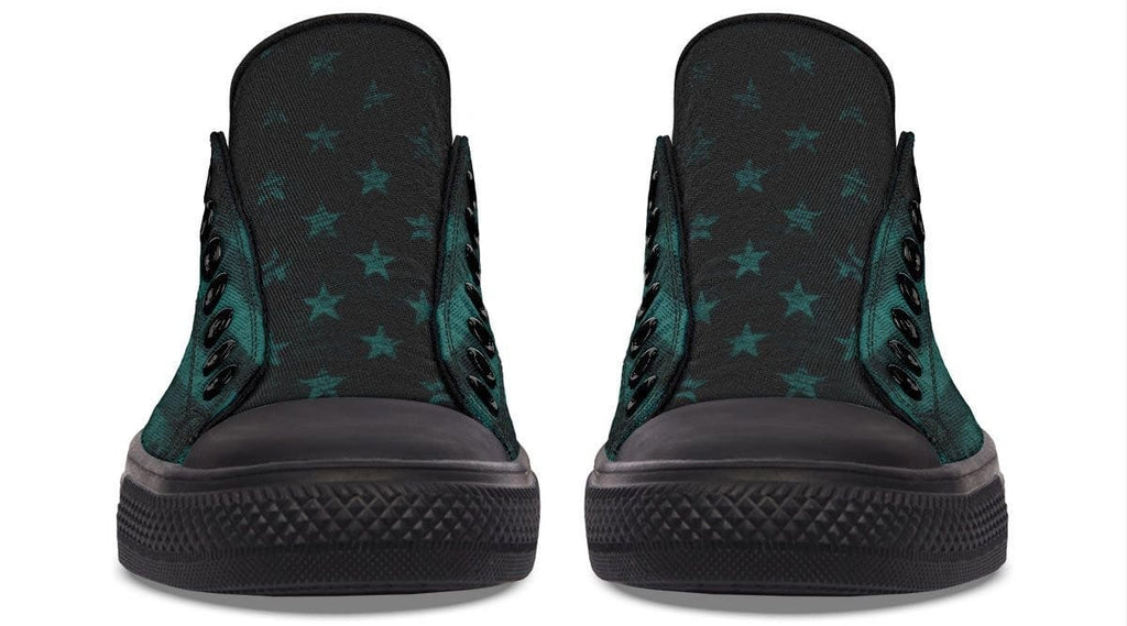 “No Pain No Gain” American Flag Green Pattern Black Lowtop Sneaker