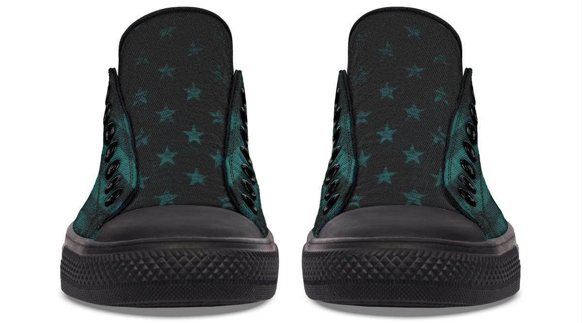 “No Pain No Gain” American Flag Green Pattern Black Lowtop Sneaker