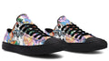 Colorful Flower with Dog In Glasses pattern Lowtop Sneaker