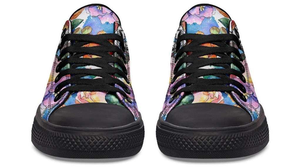 Colorful Flower with Dog In Glasses pattern Lowtop Sneaker