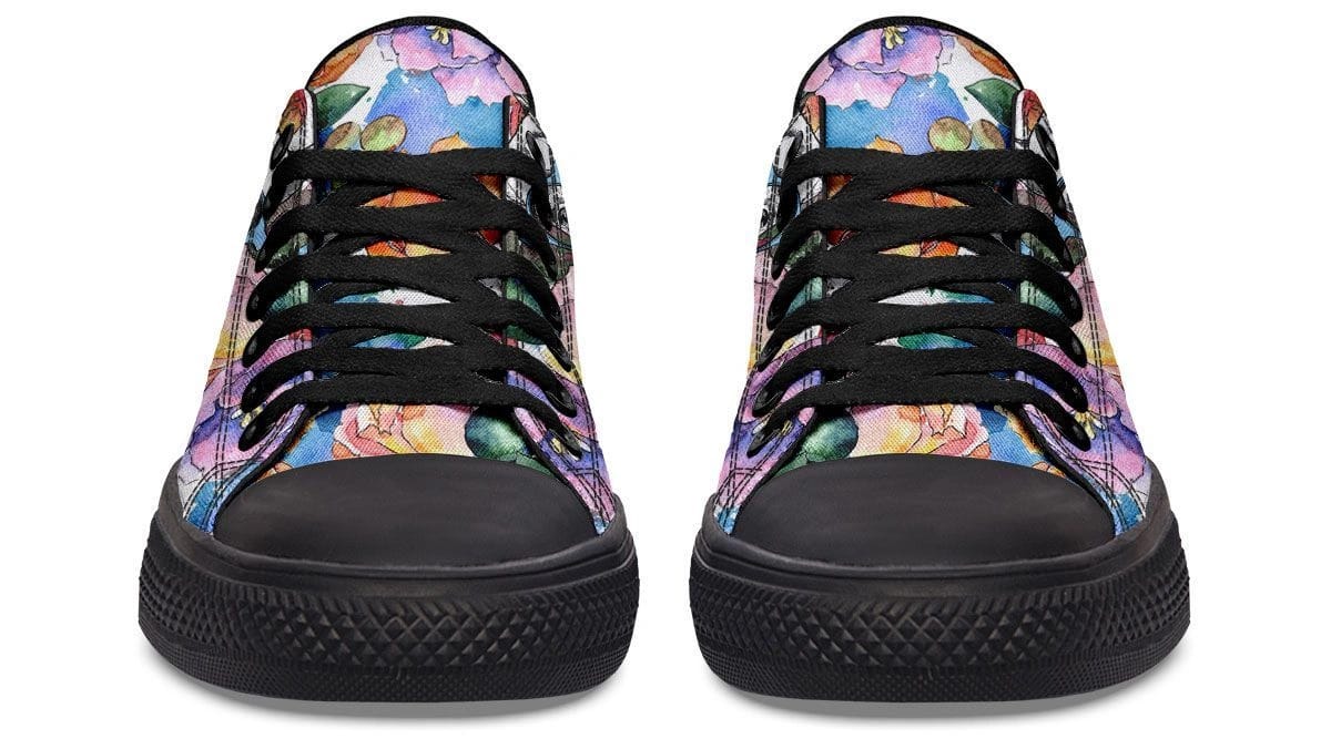 Colorful Flower with Dog In Glasses pattern Lowtop Sneaker