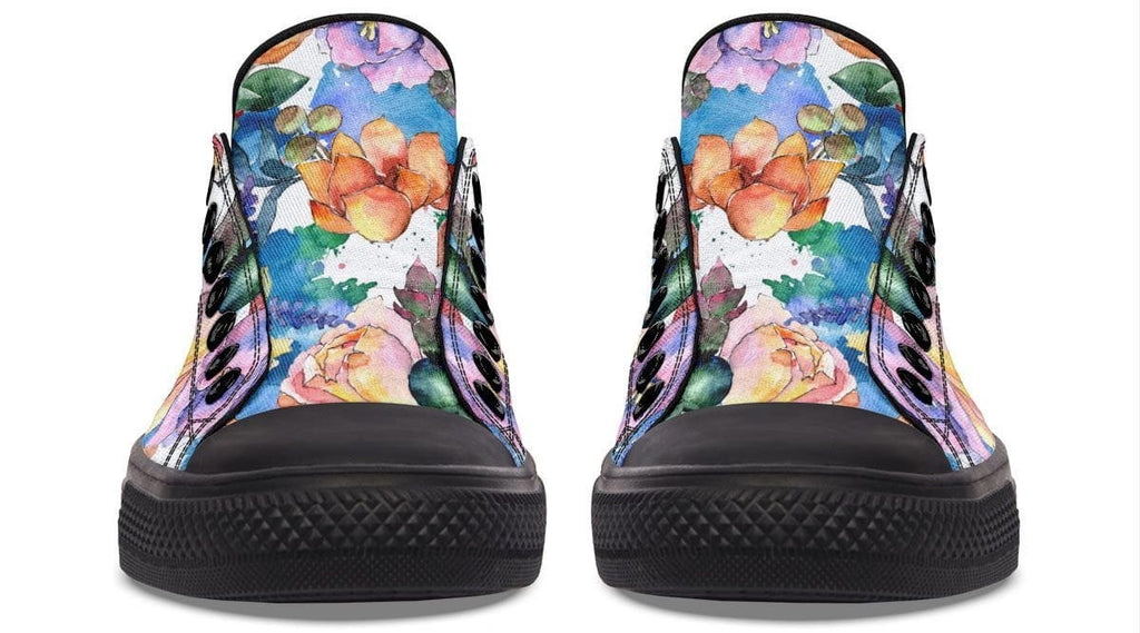 Colorful Flower with Dog In Glasses pattern Lowtop Sneaker