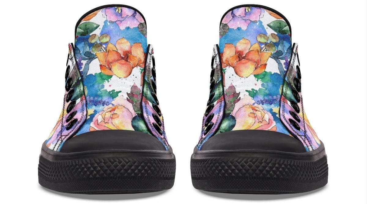 Colorful Flower with Dog In Glasses pattern Lowtop Sneaker