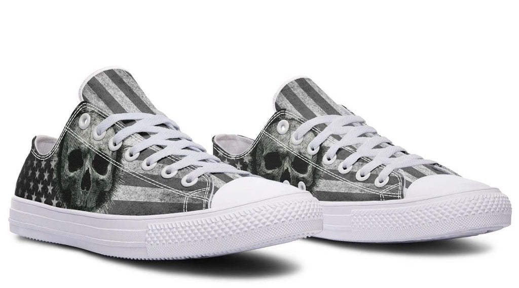 B&W American Skull White Lowtop Sneaker