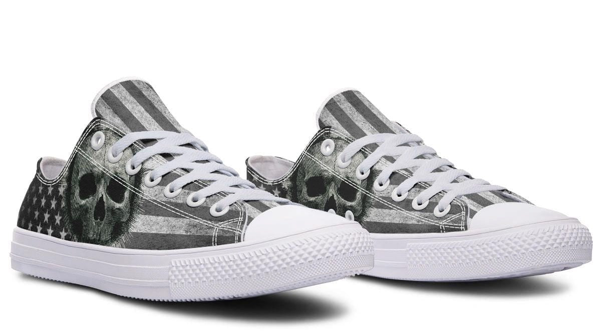 B&W American Skull White Lowtop Sneaker