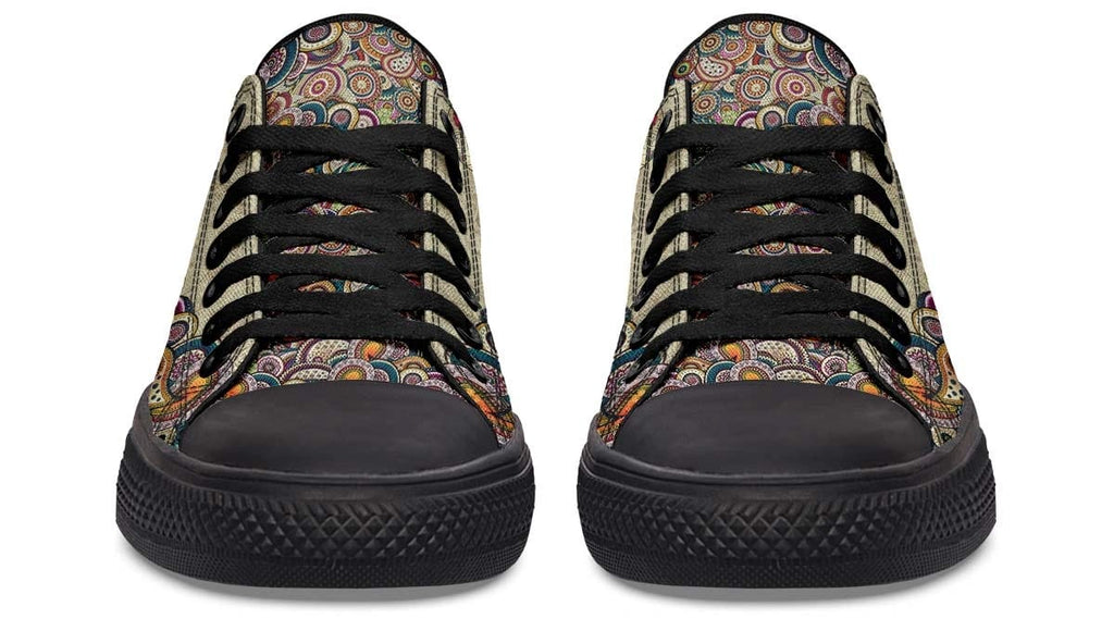Day Of Dead Skull Pattern Black Lowtop Sneaker