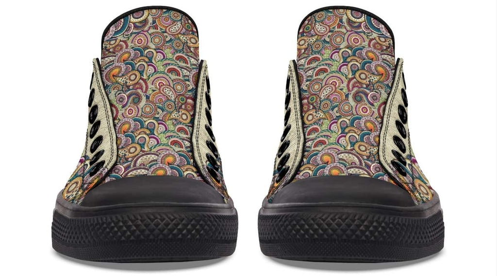 Day Of Dead Skull Pattern Black Lowtop Sneaker