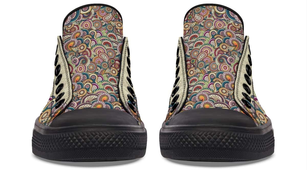 Day Of Dead Skull Pattern Black Lowtop Sneaker