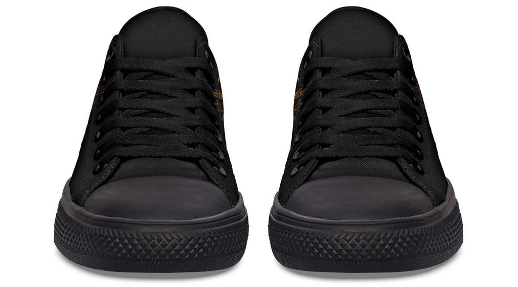 Gold Foil Skull Pattern (No Label Print) Black Lowtop Sneaker