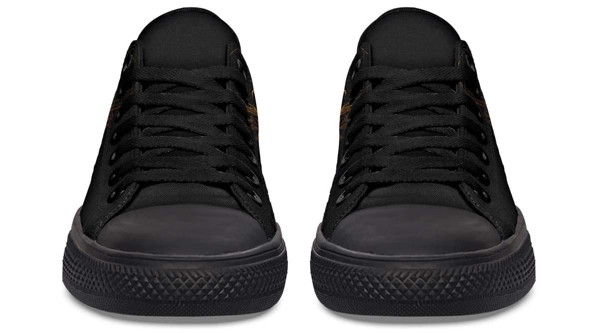 Gold Foil Skull Pattern (No Label Print) Black Lowtop Sneaker
