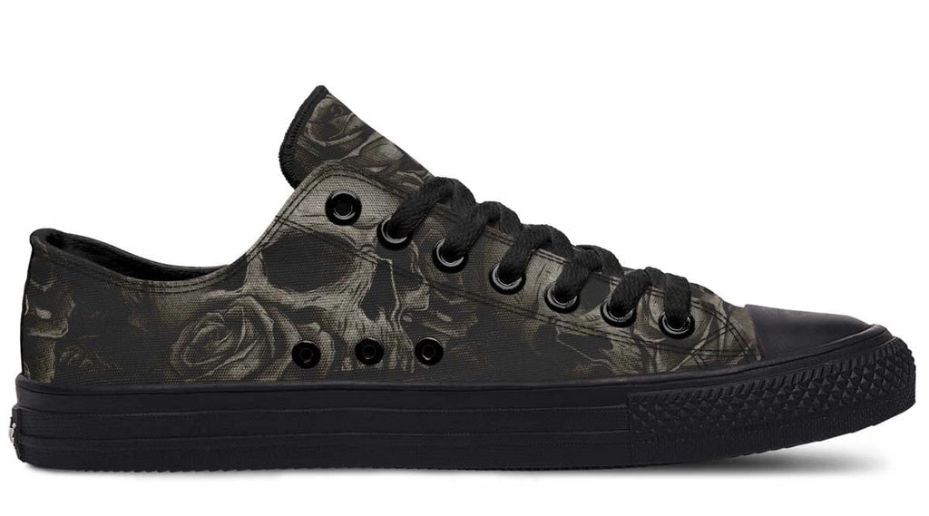 Dead Rose Pattern Black Lowtop Sneaker