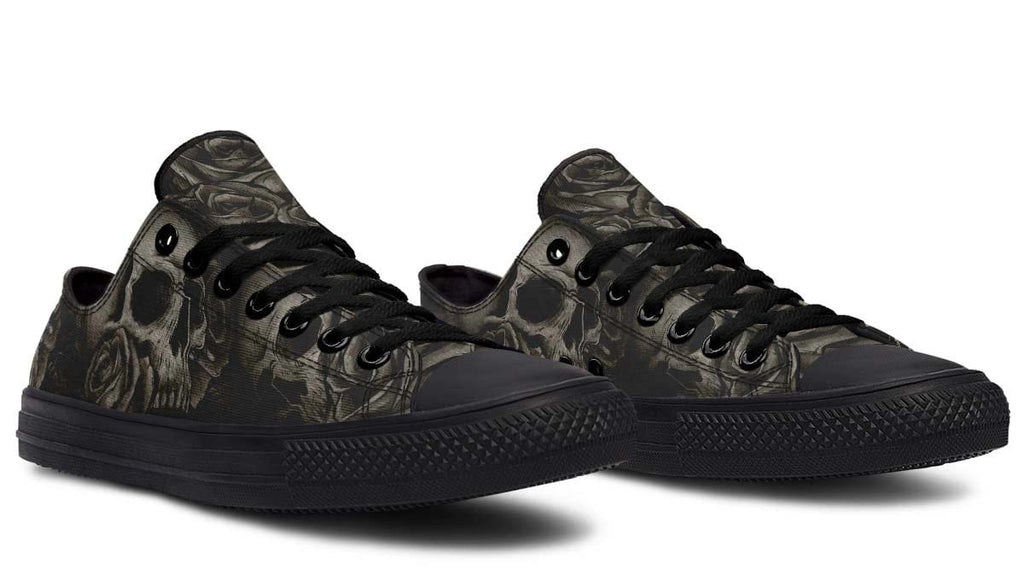 Dead Rose Pattern Black Lowtop Sneaker