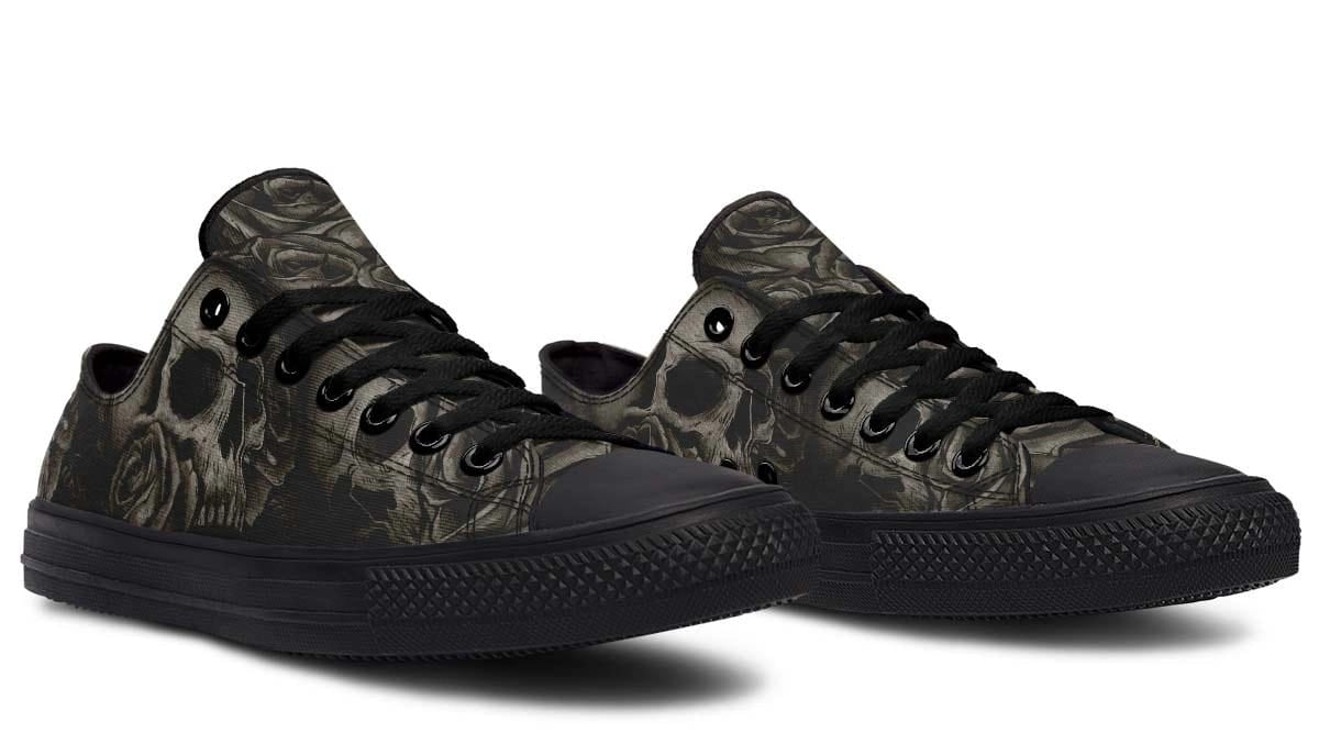 Dead Rose Pattern Black Lowtop Sneaker
