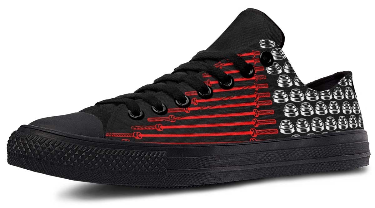 Barbell Pattern Black Lowtop Sneaker