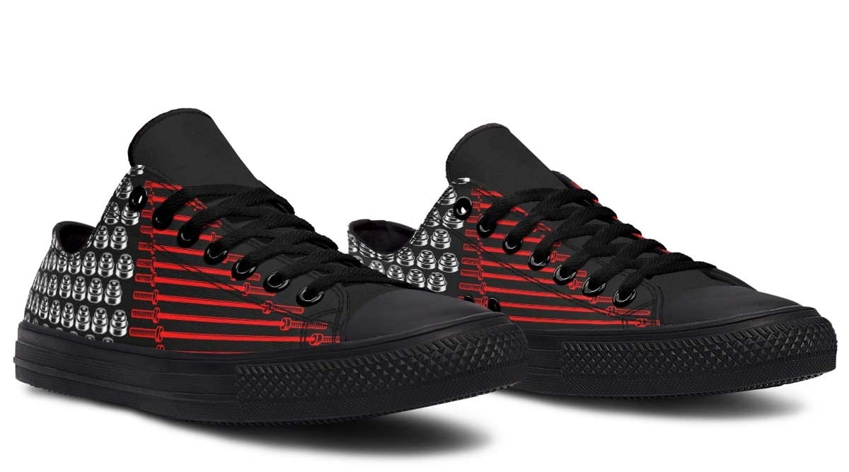 Barbell Pattern Black Lowtop Sneaker