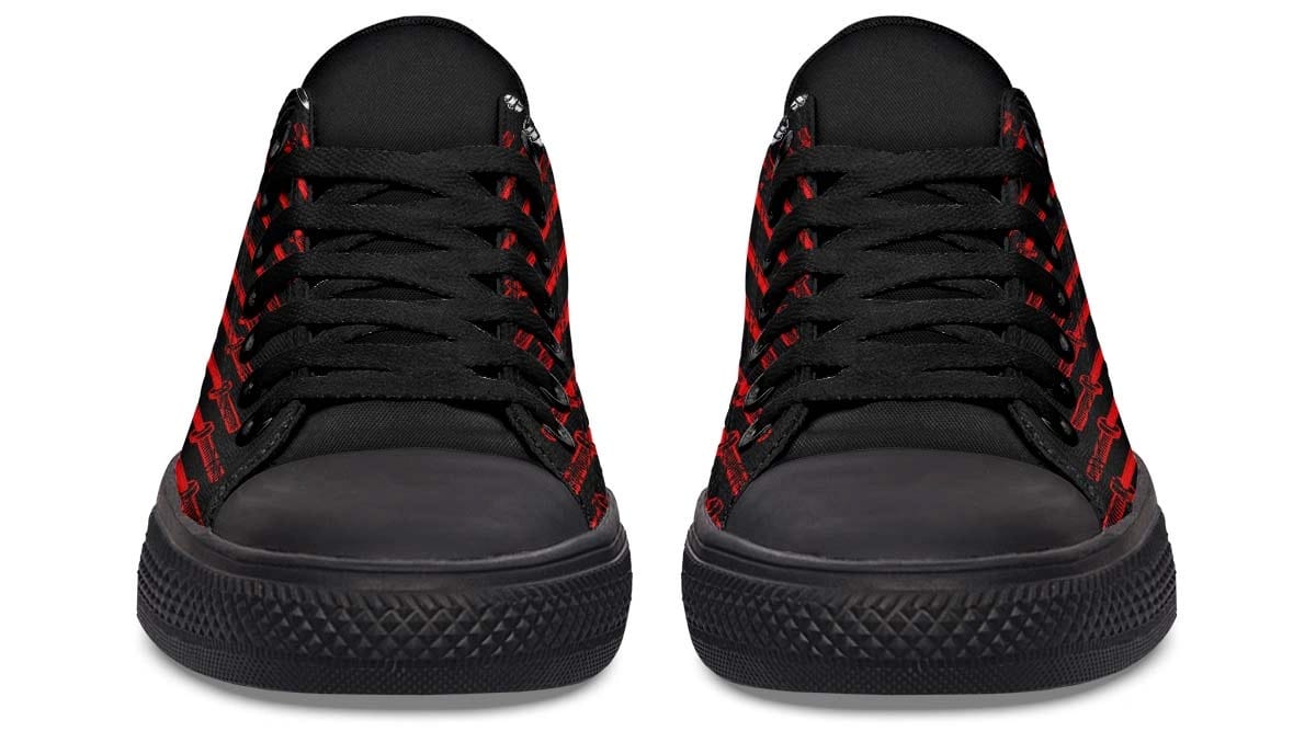 Barbell Pattern Black Lowtop Sneaker