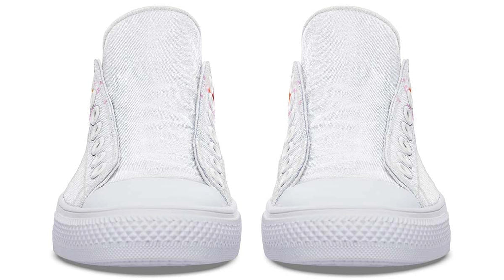 Flower On Skull Pattern White Lowtop Sneaker