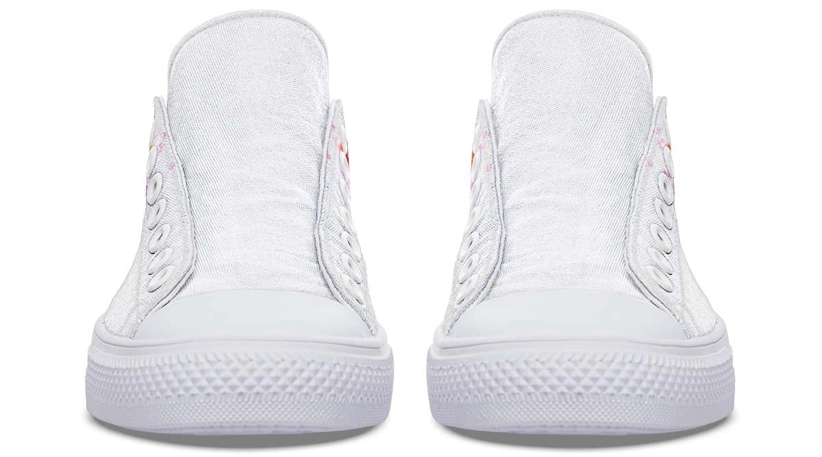 Flower On Skull Pattern White Lowtop Sneaker